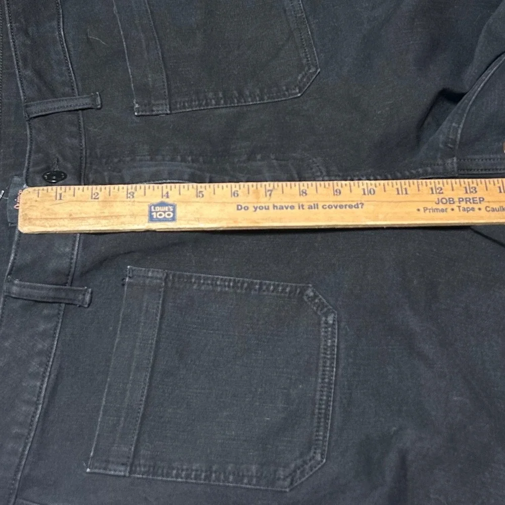 Bella Stretch Patch Pocket Wide Leg Jeans Black Frayed Hem Size 33